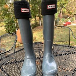 Hunter boots with fleece socks